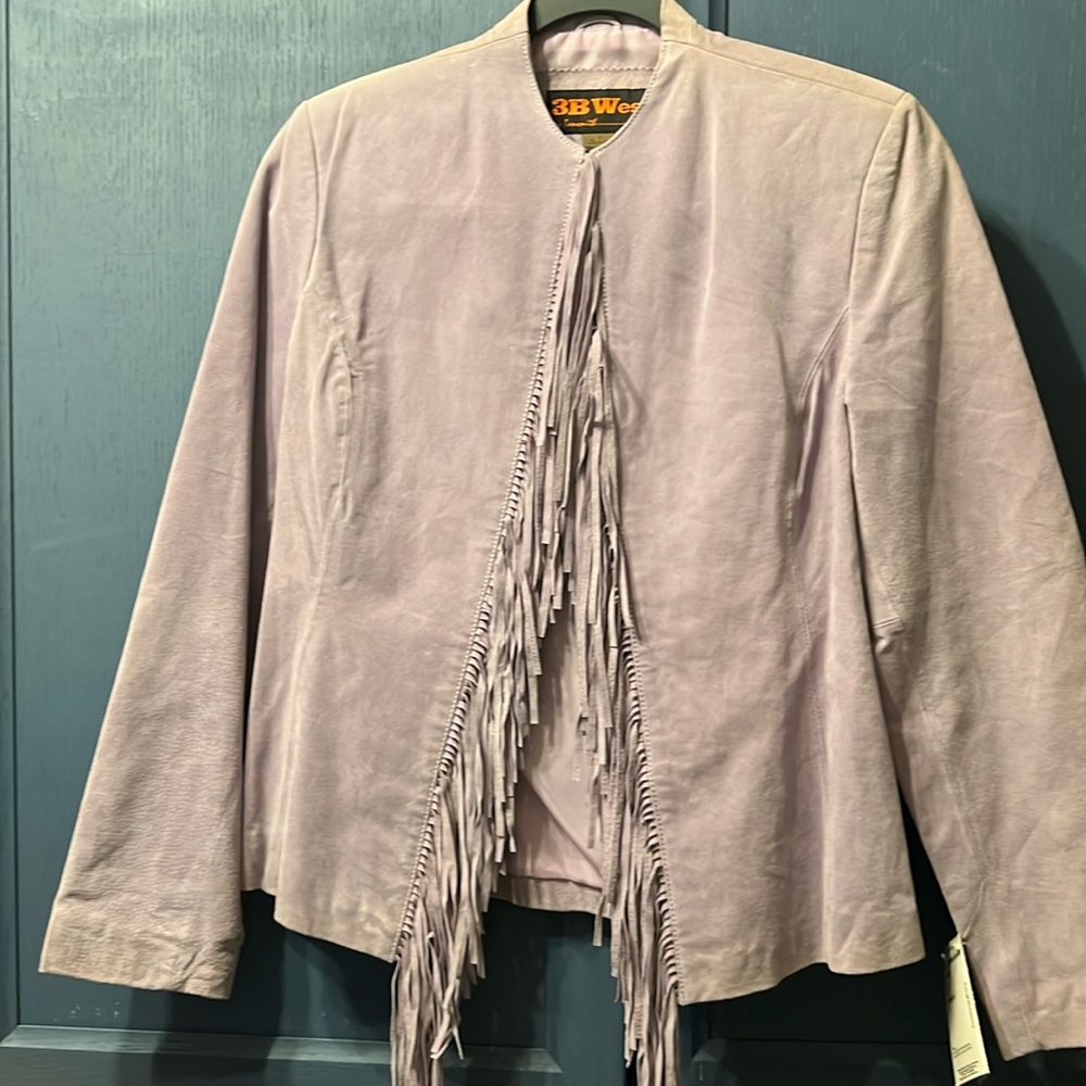 Vintage 3B West by JanSmith fringe front leather, suede, cowgirl. jacket S